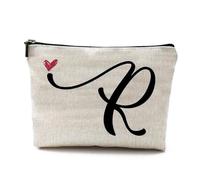 LAKYMIE A-Z Bolsa de Cosméticos Personalizada Pequeña Bolsa de Maquillaje Bolsa de Maquillaje Bolsa de Maquillaje Regalos de Cumpleaños Para Mujeres, Madres, Mejores Amigas Y Damas de Honor (Letra R)