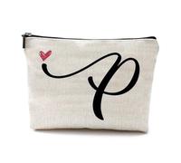 LAKYMIE A-Z Bolsa de Cosméticos Personalizada Pequeña Bolsa de Maquillaje Bolsa de Maquillaje Bolsa de Maquillaje Regalos de Cumpleaños Para Mujeres, Madres, Mejores Amigas Y Damas de Honor (Letra P)
