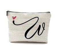 LAKYMIE A-Z Bolsa de Cosméticos Personalizada Pequeña Bolsa de Maquillaje Bolsa de Maquillaje Bolsa de Maquillaje Regalos de Cumpleaños Para Mujeres, Madres, Mejores Amigas Y Damas de Honor (Letra W)