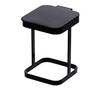 LAKYMIE Soporte para bolsas de basura de escritorio, pequeño estante para bolsas de basura para encimera, contenedor de metal para camping, con tapa, color negro
