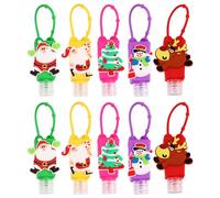 LALADEFIEE 10 Fundas Navideñas de Silicona para Botellas de 30 Ml Estuche Protector Portátil Diseño de Árbol Reno Papá Noel y Muñeco de Nieve Set de 10 Piezas para Viaje Color Aleatorio