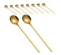 LALADEFIEE 10 Piezas Cucharas de Acero Inoxidable con Mango Cucharas Reutilizables para Café Té Postres y Helado Multifunción para Cocina y Bar