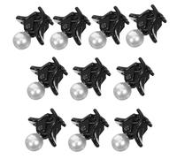 LALADEFIEE 10 Piezas Pinza Pelo Perlas, Horquilla Decorativa Mini de Plástico Negro, Antideslizante, para Peinados y Bodas, Novia y Dama de Honor