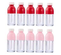 LALADEFIEE 10 piezas Tubos Pequeños para Brillo de Labios Recargables con Aplicador Botellas Vacías de Abs Duraderas para Bálsamo Aceite Labial y Maquillaje DIY de Unidades Rosa y Rojo