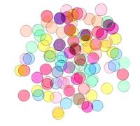 LALADEFIEE 100 Piezas Discos Redondos con Borde Metálico Unidades de Juguetes Educativos Matemáticos para Discos Transparentes de Colores para Aprendizaje y Mesa para Preescolar y DIY