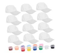 LALADEFIEE 12 Piezas Gorra de Béisbol White Algodón con Pintura Acrílica, Adecuado para Fiestas Infantiles y Desarrollo Creativo DIY en Días de Disfraces
