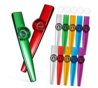 LALADEFIEE 12 piezas Kazoos de Metal para Adultos y Instrumentos Musicales con Membranas Sonido y Duradero para Principiantes y Presentaciones
