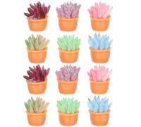 LALADEFIEE 12 Plantas Suculentas Artificiales en Miniatura para Decoración de Casas de Muñecas Macetas Pequeñas de 6 Colores 2 Unidades Cada Color Adecuado para Micropaisajes y