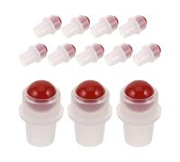 LALADEFIEE 12 Tapas Insertos de Bola Rodante de Jade Rojo para Botellas Roll-on de Aceites Esenciales, Tapas para Botellas Rellenables, Aplicador Controlado Adecuado para Viaje y Uso Diario