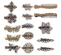 LALADEFIEE 15 Pinzas Pelo Vintage de Metal, Horquillas para Mujer y Niña, Material Saludable y Fácil de Sujetar, Estilo Elegante y Sencillo para Uso Diario Varios estilos