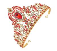 LALADEFIEE 1pieza Tiara Barroca Vintage Rhinestones Para Mujeres Diadema Elegante Para Bodas y Fiestas Adorno De Cabello Color Rojo Para Novias y Damas De Honor