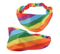 LALADEFIEE 2 Diademas Deportivas Accesorio Vibrante de Tejido Absorción de Sudor y Diseño Arcoíris para Running y Fitness Unisex para Fiestas y Actividades Deportivas