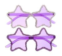 LALADEFIEE 2 Gafas de Sol sin Marco con Forma de Estrella - Regalos de Fiesta con Gafas de Estrella - Divertidas de Sol para Despedida de Soltera, Fotomatón Navideño Morado