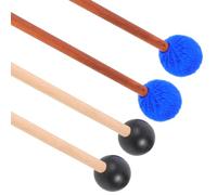 LALADEFIEE 2 pares Mazas de Marimba de Madera de Arce y Cabeza de Goma y Bola Palos para Xilófono y de Lengua Accesorios de Percusión Resistentes y Cómodos para Práctica Musical