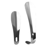 LALADEFIEE 2 piezas Calzador de Zapatos Metálico Ergonómico de Acero Inoxidable para Hombres Mujeres Mayores y Viaje con Diseño Práctico y Gancho para Almacenamiento
