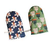 LALADEFIEE 2 Piezas Guantes de Horno Resistentes de Algodón Aislamiento Térmico para Cocina, Diseño Clásico y Cuerda para Colgar, Protección Antiescaldaduras para Mano Izquierda y Derecha