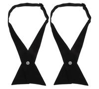 LALADEFIEE 2 Piezas Pajarita Cruzada Ajustable, Corbata de Lazo Cruzada para Uniforme Escolar y Blusa, Poliéster Tafetán Negro, Resistente Arrugas, Cómoda y Adaptable