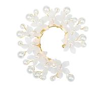 LALADEFIEE 2 Piezas Pendientes Ear Cuff con Perlas y Flor Clips de Oreja Sin Perforación Ligero y Seguro para Novias y Festivales