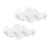 LALADEFIEE 2 Piezas Percha de Pared Adhesiva Creativa en Forma de Estrella y Luna de Color Claro, Gancho de Plástico Duradero y Reutilizable para Baño y Cocina