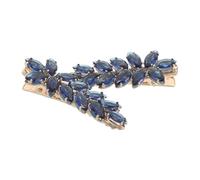LALADEFIEE 2 Piezas Pinzas Pelo Brillantes Tocado de Novia de Circonita, Cobre, Azul, Hoja, para Boda y Graduación, para Novias y Damas de Honor