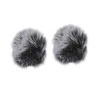 LALADEFIEE 2 piezas Protector de Micrófono Lavalier Antiviento con Cubierta de Peluche Gris y Negro Accesorio Resistente para Reducción de Ruido para Entrevistas y Grabaciones