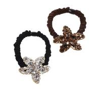 LALADEFIEE 2 Piezas Rhinestone Crystal Hairbands Ocean-inspired Elastic Hair Ties With Sea Star Design High Elasticity No Damage Ponytail Holders For Women Summer Beach Party
