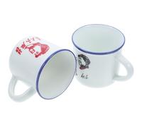 LALADEFIEE 2 Tazas Esmaltadas Retro de Esmalte Blanco 150ml Mango Antideslizante y Bordes Suaves para Oficina y Hogar Portátiles y Compactas Varios estilos