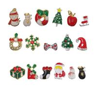 LALADEFIEE 20 Piezas de Pegatinas para Uñas Navideñas Remaches de Aleación Decoración de Manicura Charms Diseños Variados de Copos de Nieve y Campanas para Fiesta de Navidad