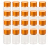 LALADEFIEE 20 Piezas Frasco de Pastillas Transparente Tapa de Metal Prueba de Fugas Botellas para Medicamentos Frascos de Pastillas Contenedor de Botella Redonda Vacío para Almacenamiento