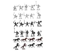 LALADEFIEE 28 Piezas Modelo Soldados de Plástico con Caballería y Caballos Juguetes Educativos Estáticos Medievales para Figuras Duraderas y Seguras para Aprender Historia Militar