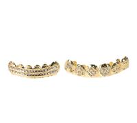 LALADEFIEE 2piezas Brackets para Dientes Gemas de Imitación Parrillas de Hip Hop para Hombre y Mujer Tapas Dentales Extraíbles para Disfraces de Halloween
