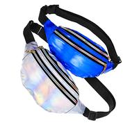 LALADEFIEE 2piezas Riñonera Holográfica Retro Riñonera para Mujer Cuero Sintético Cinturón Ajustable Cruzada Monedero