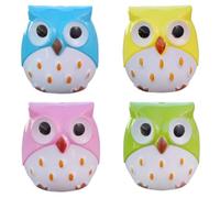 LALADEFIEE 4 Piezas Sacapuntas de Búho Doble Agujero de Plástico Estudiantes, Sacapuntas Manual Adecuado para Reconocimiento Escolar y Regalos Divertidos Color Aleatorio