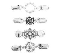 LALADEFIEE 4 Pinzas para Chal y Suéter Diseño Vintage de Flores Clips para Broche de Vestido y Camisa Accesorio para Cárdigan y Bufanda Broches para Mujer Conjunto de 4 Unidades
