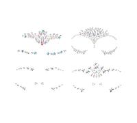 LALADEFIEE 4hojas Páginas De Joyas Faciales Piedras Brillantes Autoadhesivas Para Maquillaje Stickers De Rhinestones Para Ojos y Cara Para Fiestas y Celebraciones