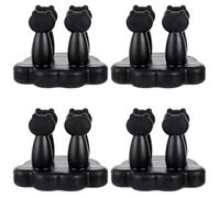 LALADEFIEE 4piezas Ganchos Adhesivos de Silicona para Baño Resistentes Taladro Soporte Multifuncional para Toallas y Portacepillos Diseño Adorable Negro