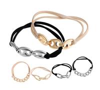 LALADEFIEE 6 piezas Pulseras Elásticas para Pelo con Anillo Metálico Lazos para Mujer y Niña Accesorios Multipropósito para Coleta y Brazalete Colores Negro y Dorado