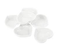 LALADEFIEE 6 Platos Pequeños de Cerámica Forma de Corazón Estilo Japonés para Salsa de Soja y Condimentos, Color Blanco, Ideales para Restaurantes y Familias Reutilizable