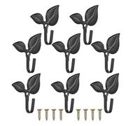LALADEFIEE 8 Ganchos Rústicos para Colgar Toallas y Ropa con Forma de Hoja de Hierro Fácil Instalación con Tornillos, Diseño Decorativo Negro para Baños y Decoración