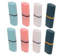 LALADEFIEE 8 Piezas Estuche Portátil para Cepillos de Dientes y Pasta de Viaje de Unidades con Tapa Organizador Compacto para Baño Escuela y Camping Resistente y Fácil de Limpiar Colores Azul
