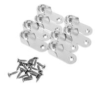 LALADEFIEE 8 Soportes para Barra de Armario de 15mm de Acero Inoxidable con Tornillos, Resistente y Versátil para Cortinas y Organización Armario