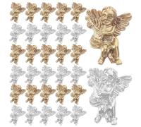 LALADEFIEE 80piezas Adornos para Uñas 3d Ángulo Barroco Ángeles en Resina Plata y Oro, Pequeños Amuletos Decoración Manicura Mujer Profesional y Diy, Accesorios para Kits de Decoración