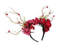 LALADEFIEE Accesorios Cabello de Rosas Precioso Tocado Color Rojo Diadema para Fiesta Flor Accesorio Creativo Cabello para Eventos Especiales