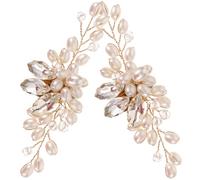 LALADEFIEE Adornos para Zapatos de Mujer Clip Decoraciones para Tacones Pedrería y Perlas Par de Hebillas para Zapatos de Novia y Fiesta Accesorios Reutilizables para Tacones Altos