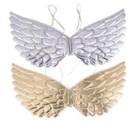 LALADEFIEE Alas de Ángel para Pequeños, Disfraz de Halloween 2 Piezas, Alas de Unicornio Plateadas y Doradas de Tela Cómoda Correas Elásticas, Accesorio Cosplay para Fiestas y Actuaciones