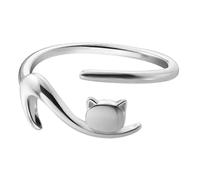 LALADEFIEE Anillo Abierto De Gato Metálico Ajustable Para Mujer, Diseño Clásico y Encantador, Joyería De Animal Flexible, Obsequio Adecuado Para Niñas y Ocasiones Obsequios