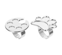 LALADEFIEE Anillo Ajustable Mezclador Esmalte Uñas, 2 Unidades, Paleta De Maquillaje 5 Pocillos, Aleación De Zinc, Para Hombres y Mujeres, Uso En Manicure y Mezcla De Colores