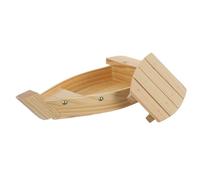 LALADEFIEE Bandeja de Madera para Sushi en Forma de Barco, Tamaño Pequeño 33X15X6 CM, Plato Japonés para Servir Sashimi y Aperitivos, Adecuada para Reuniones Familiares y Locales de Comida
