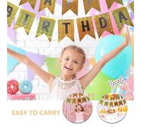 LALADEFIEE Banderines de Feliz Cumpleaños Metálicos Efecto Espejo 8 Juegos Colores Oro Plata Azul Claro y Rosa Pancarta Decorativa para Fiesta Guirnalda Colgante Reutilizable