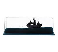 LALADEFIEE Botella de Fluido Crucero Insumergible Decoración de Escritorio Negra Tamaño Medio Modelo Barco Pirata Base Creativa para Obsequio y Decoración Náutica en Oficina y Hogar